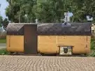 Баня квадро бочка 6м с  боковым входом и выносом топки на улицу из бруса фото №1