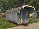 Баня-бочка квадро 4м с козырьком из бруса фото №1
