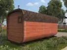 Баня квадро бочка 5м с козырьком из бруса фото №3