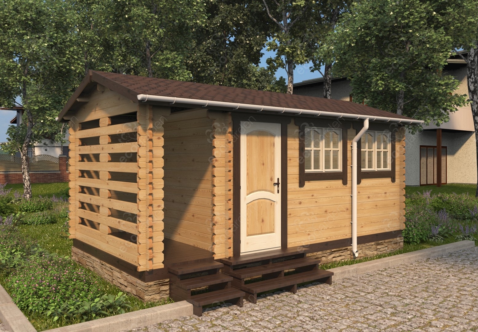 Купить Садовый домик- хозблок «Гаттер-2» 3,00х5,80м, 14.9м2, 135х45 мм ...