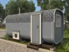 Баня квадро бочка 5м с боковым входом и выносом топки из бруса фото №1
