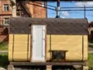 Баня квадро бочка 4м с боковым входом и выносом топки на улицу из бруса фото №2