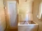 Баня квадро бочка 4м с боковым входом и выносом топки на улицу из бруса фото №8