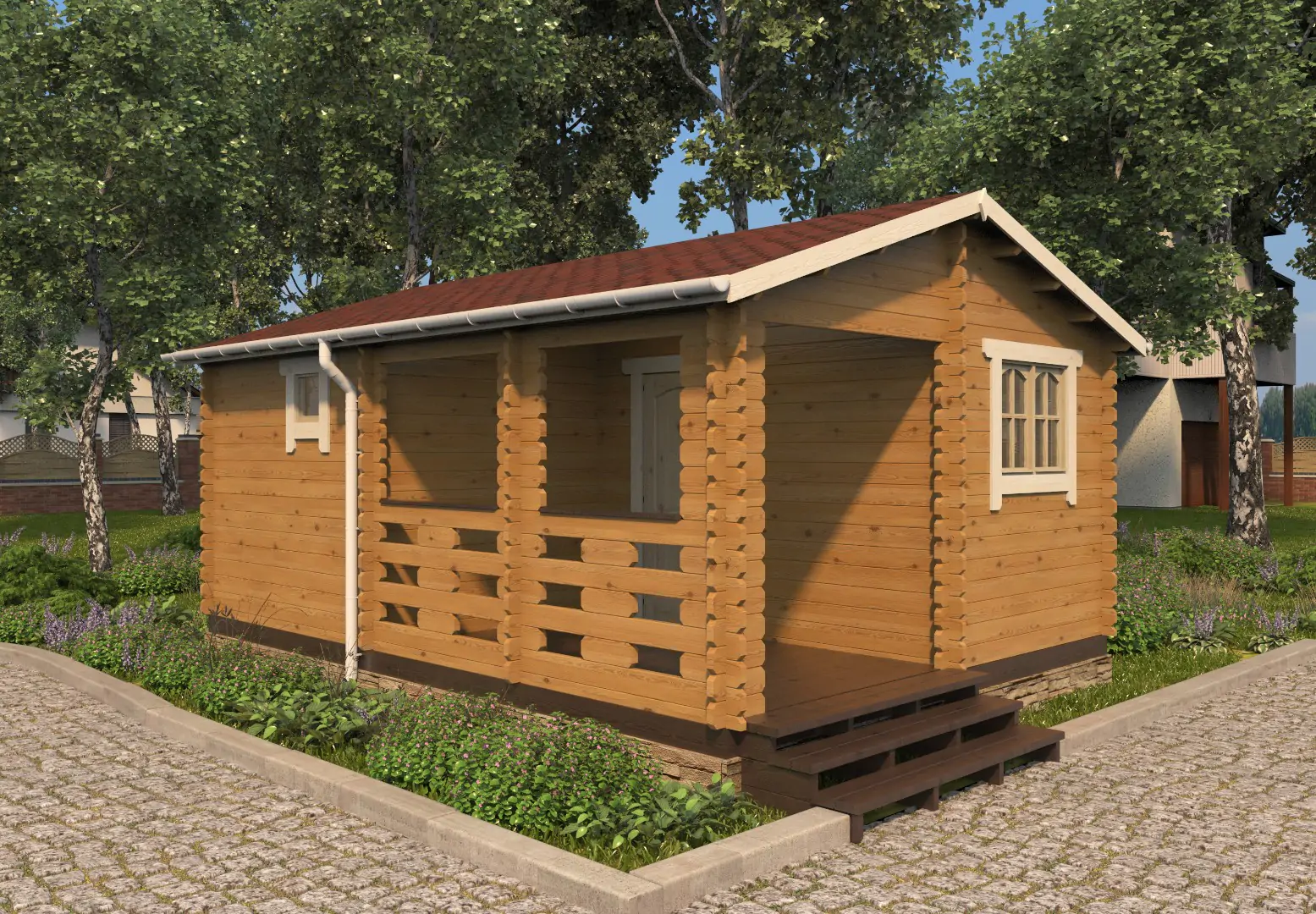 Садовый домик-баня с террасой «Бинея» фото