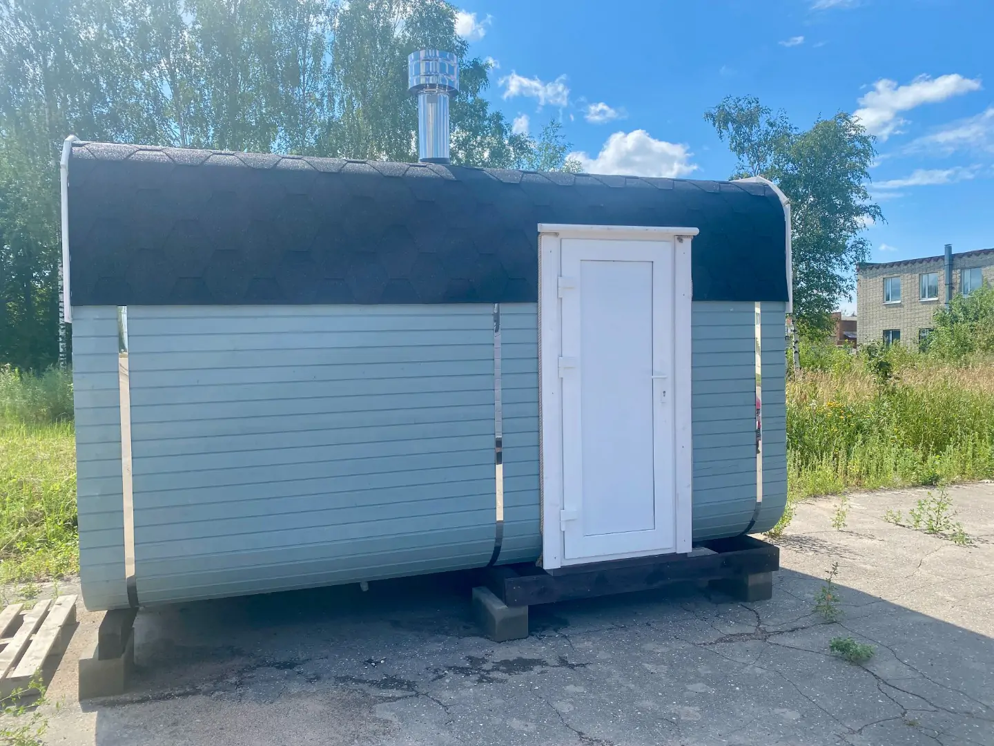 Баня квадро бочка 4м с боковым входом фото